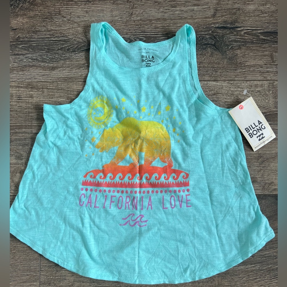 California Love Billabong aqua blue tank child XXS/ 4/5
